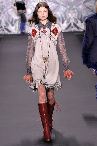 gray embroidered mini dress with red boots