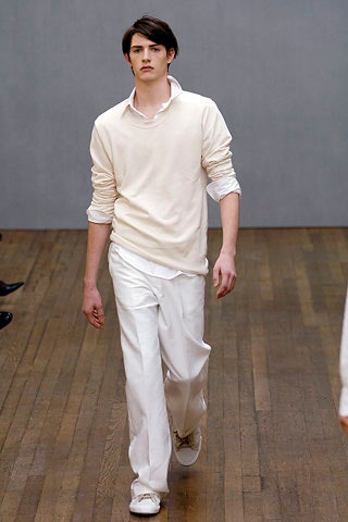 white relaxed sweater and pants