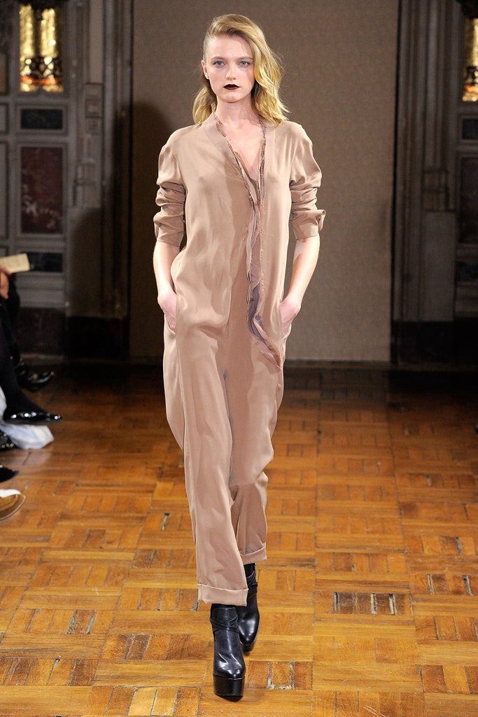 beige silk relaxed jumpsuit