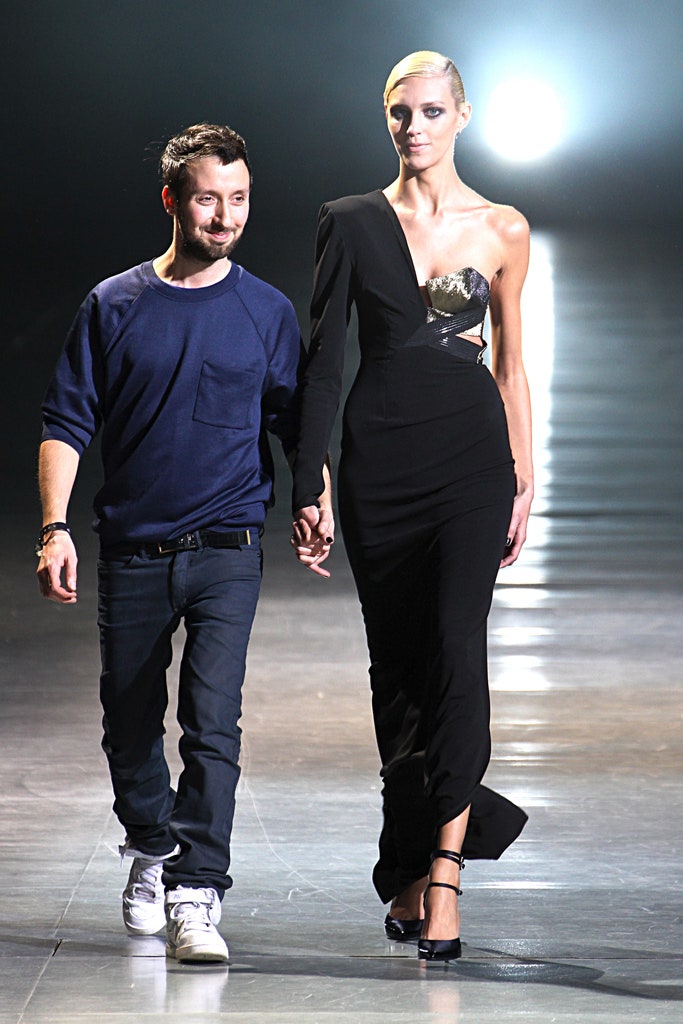 black silk fitted gown