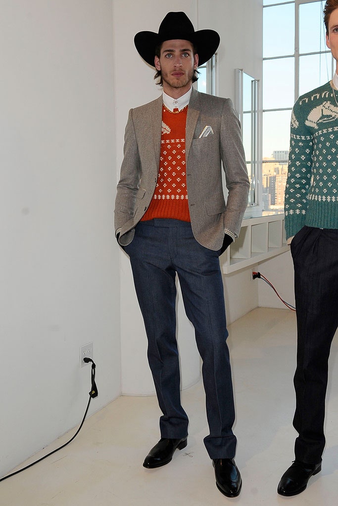 blue wool slim straight-leg pants