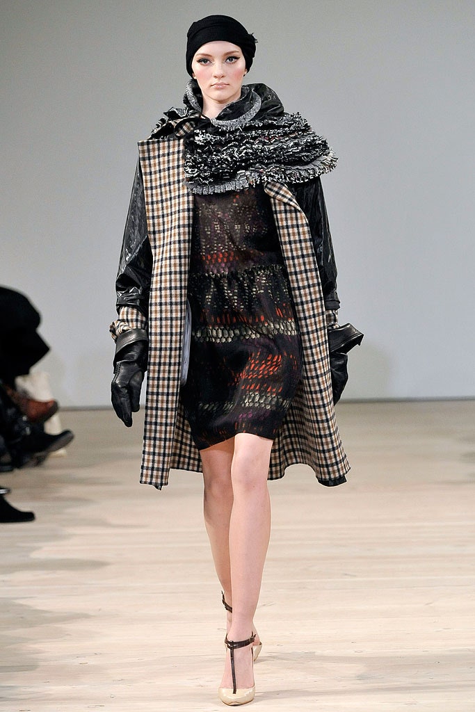 black silk mini dress with beige coat