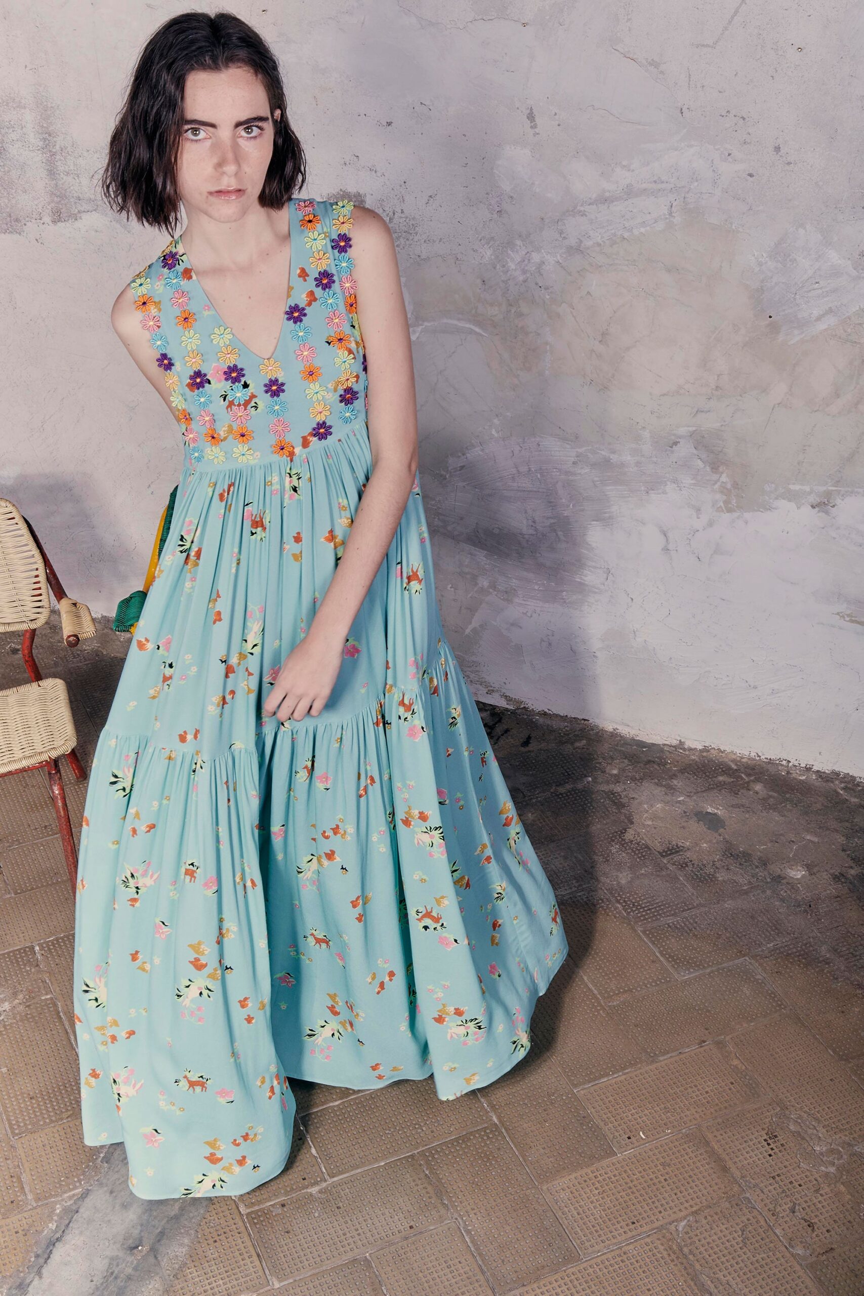 blue floral maxi dress