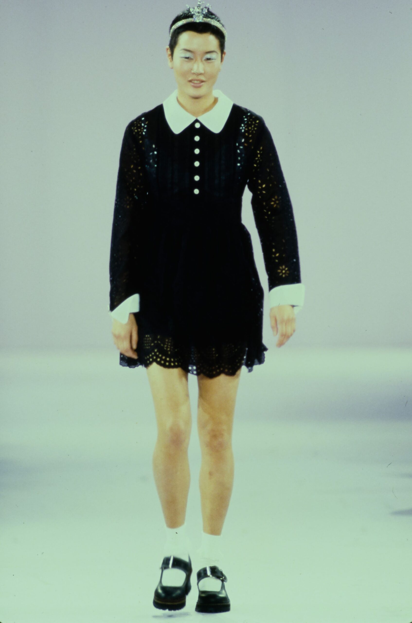 black fitted long-sleeve dress