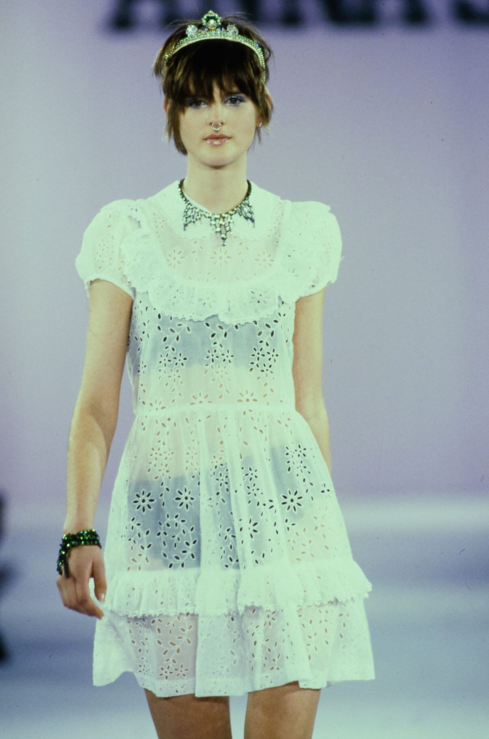 white embroidered mini dress
