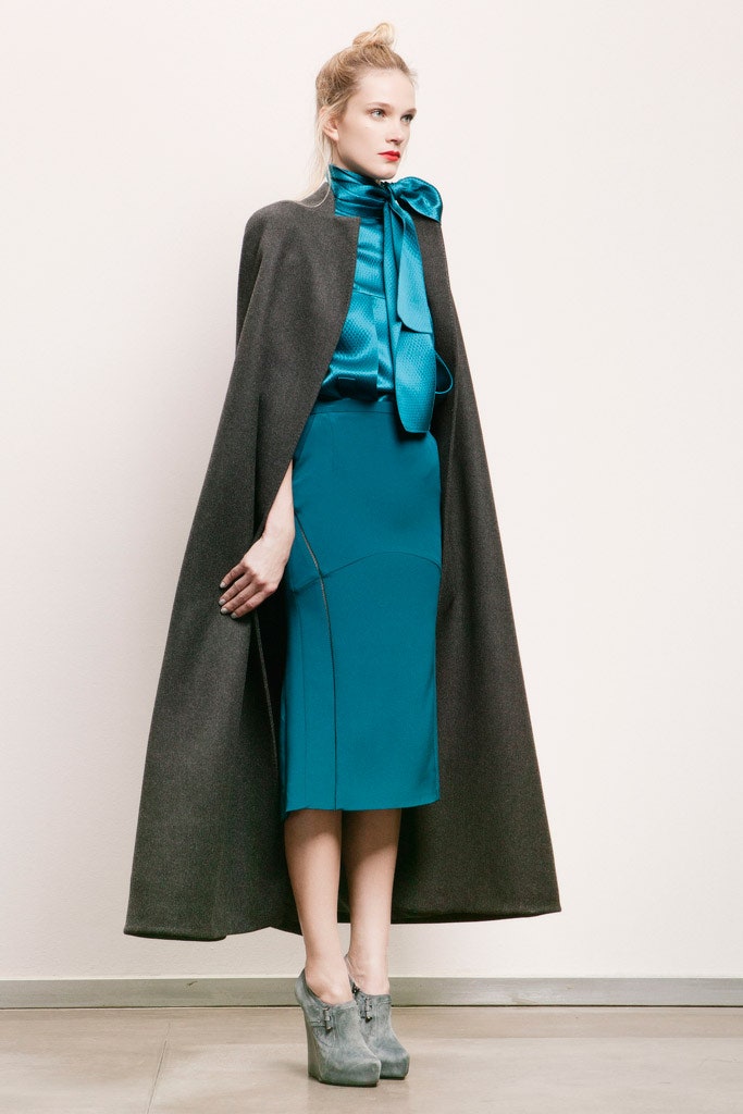 teal cotton fitted pencil midi skirt