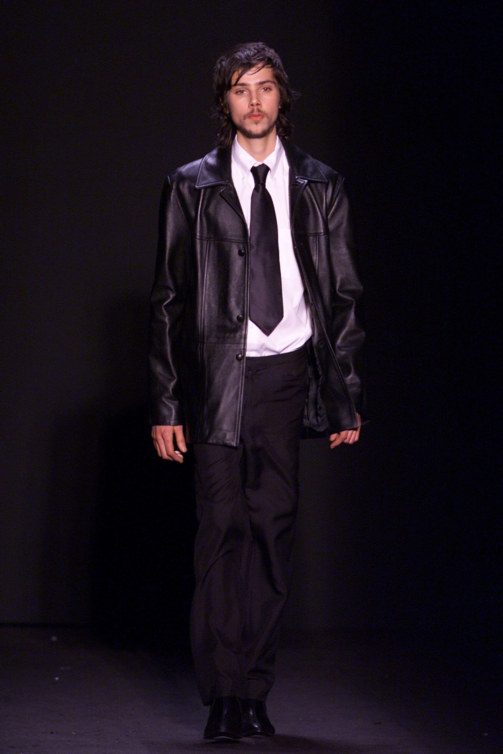 black leather jacket with white shirt