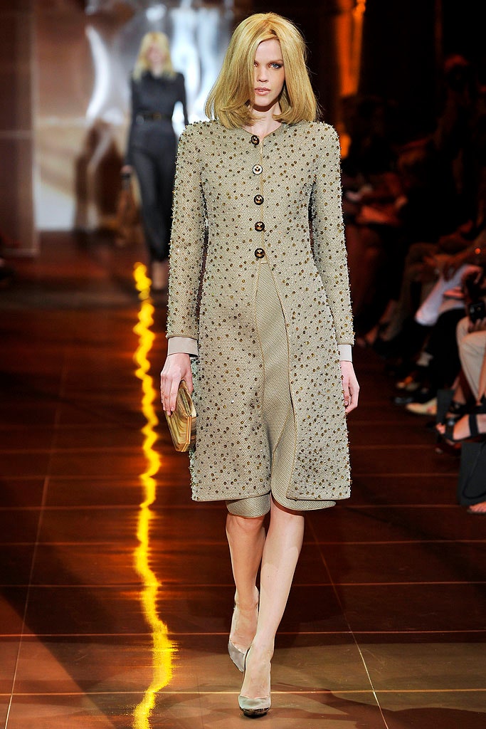 beige embellished fitted coat
