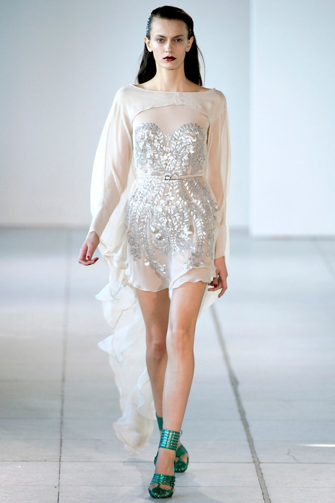 white silk fitted dress
