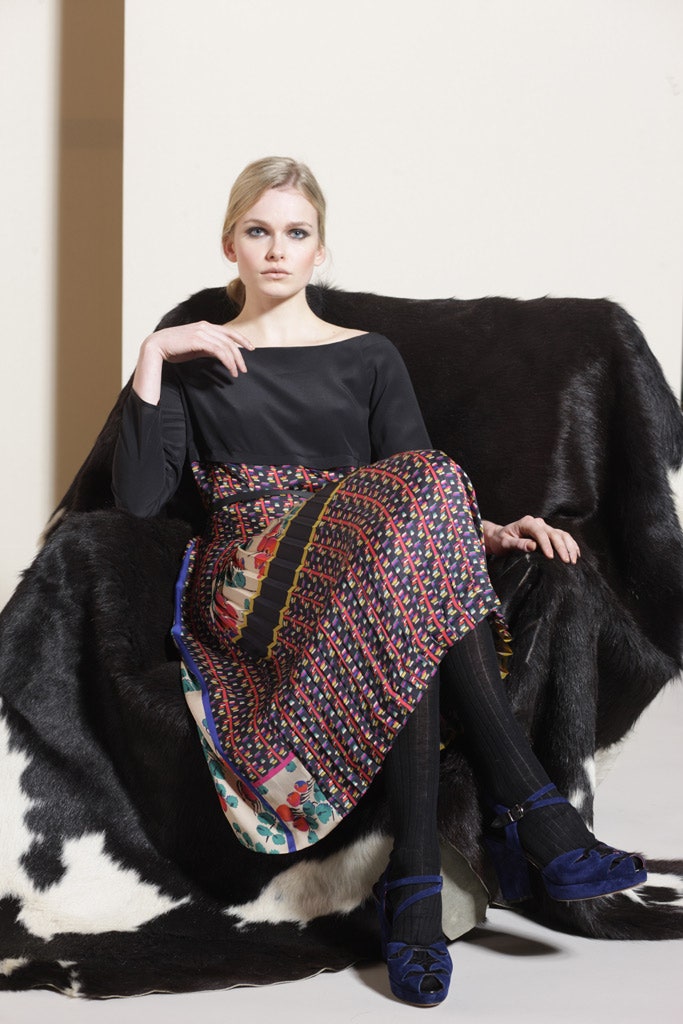 black multi-layered silk dress