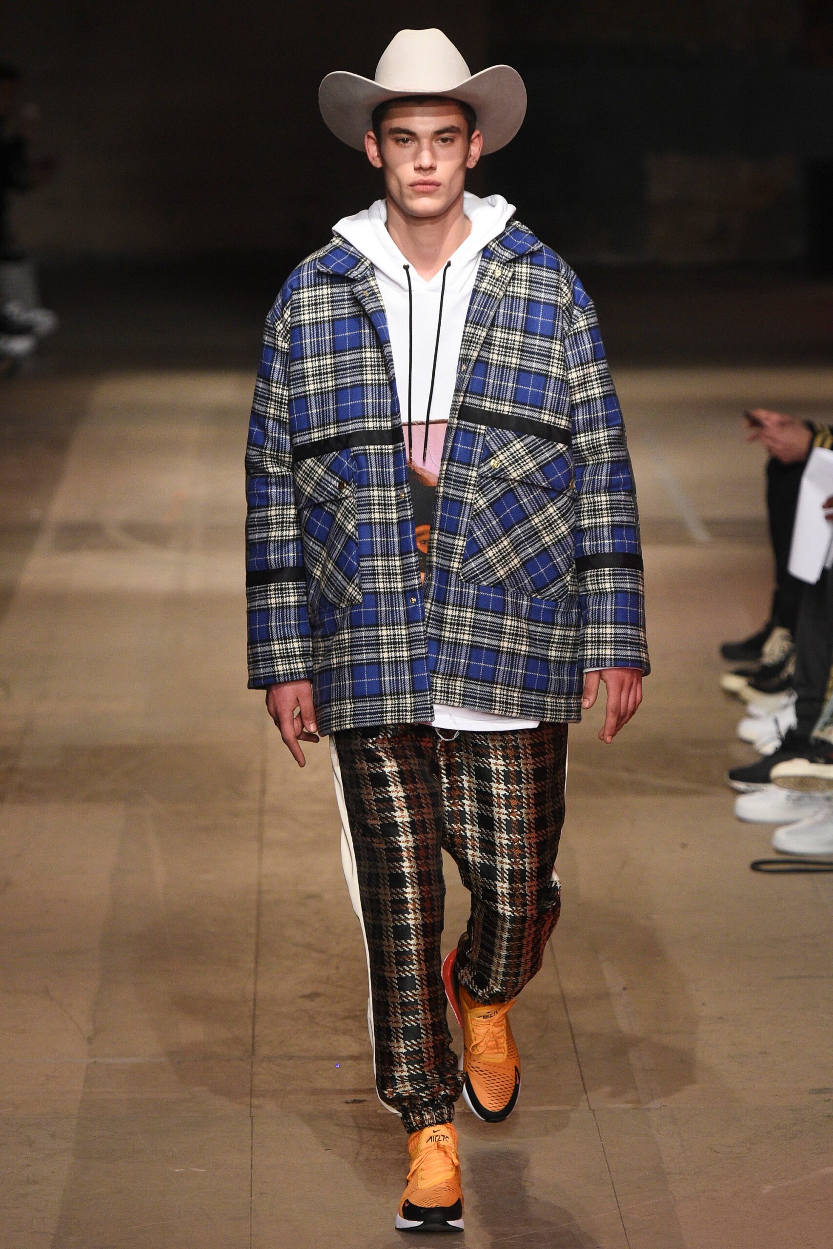 blue checked jacket with hoodie