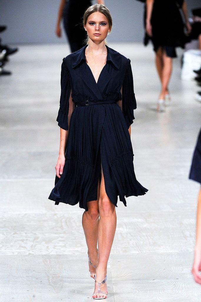black silk pleated midi dress
