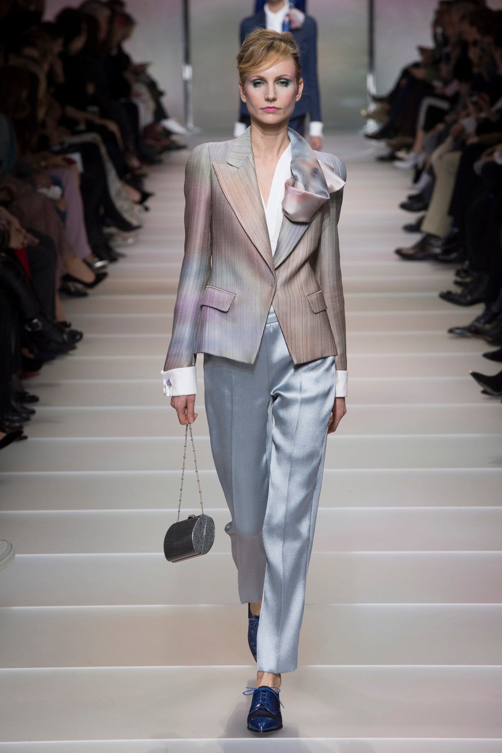 beige silk tailored blazer