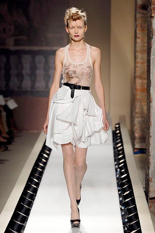 white unknown draped belted flowing mini skirt