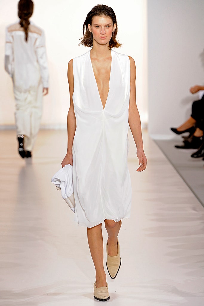 white silk sleeveless dress
