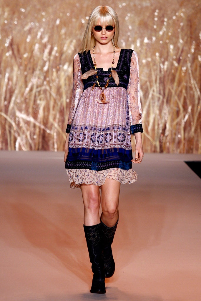 pink silk long-sleeve v-neck relaxed layered embroidered dress