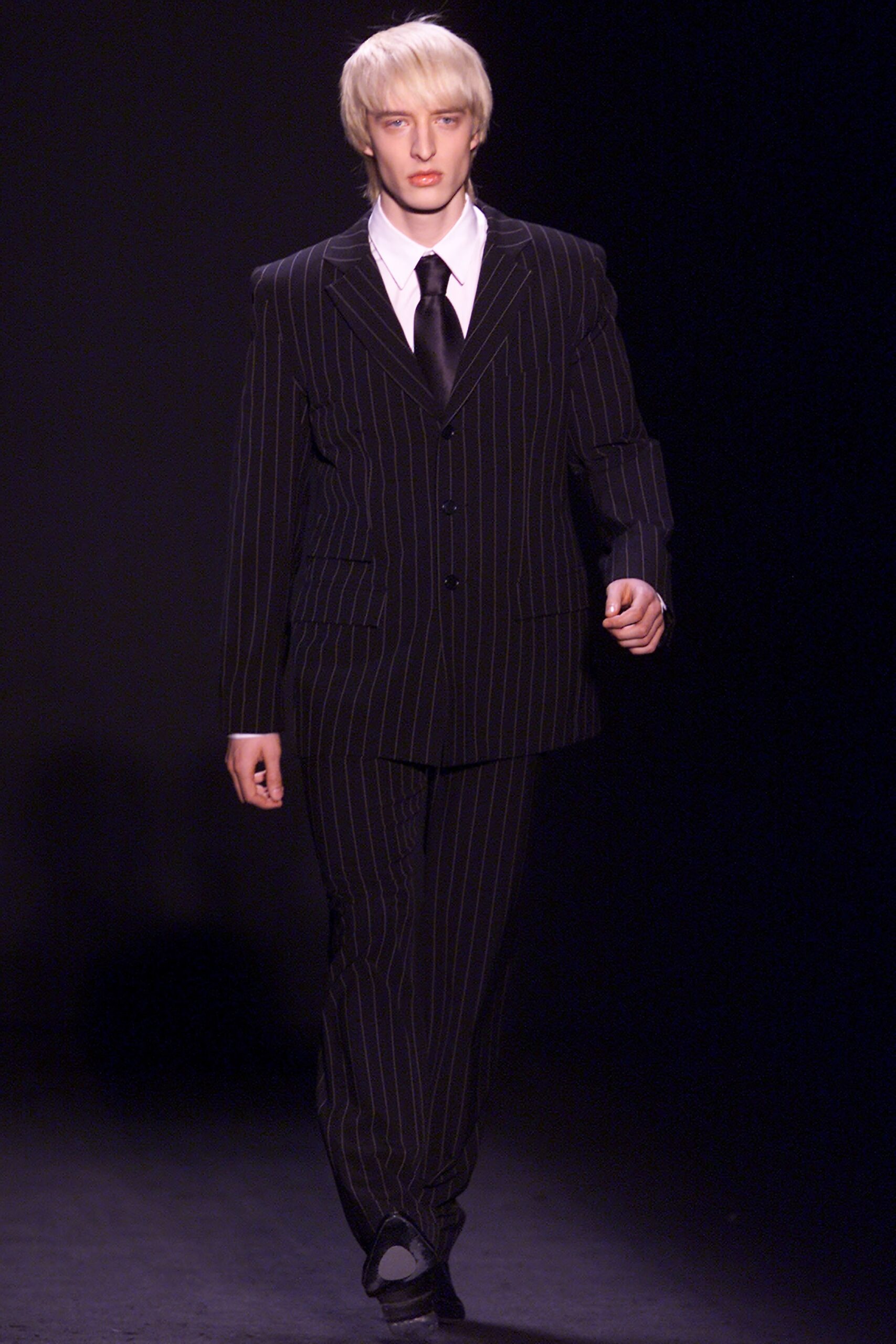 black striped tailored suit