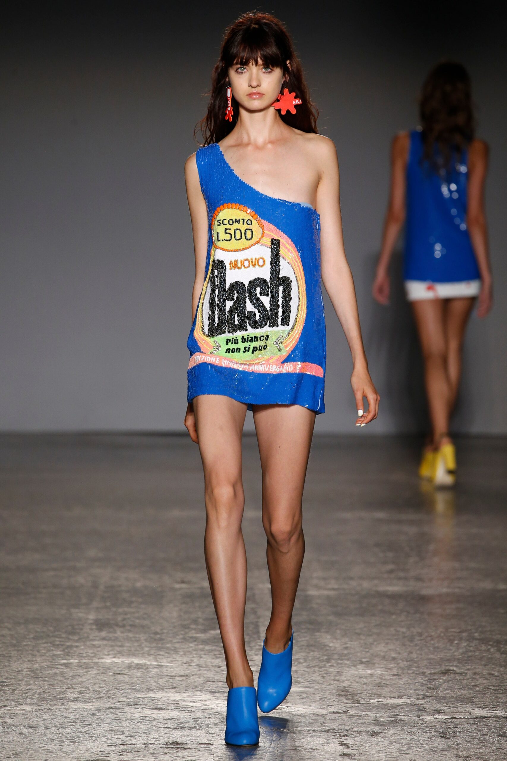 blue sequin sleeveless asymmetric fitted printed shiny mini-dress