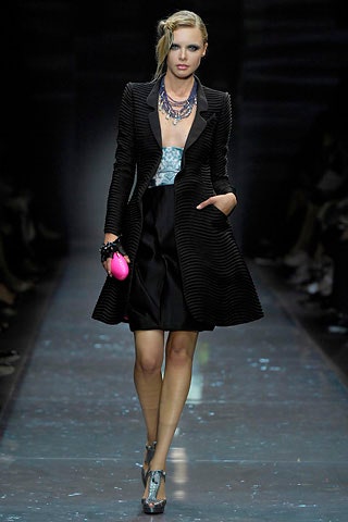 black silk long-sleeve collared structured zippered layered coat