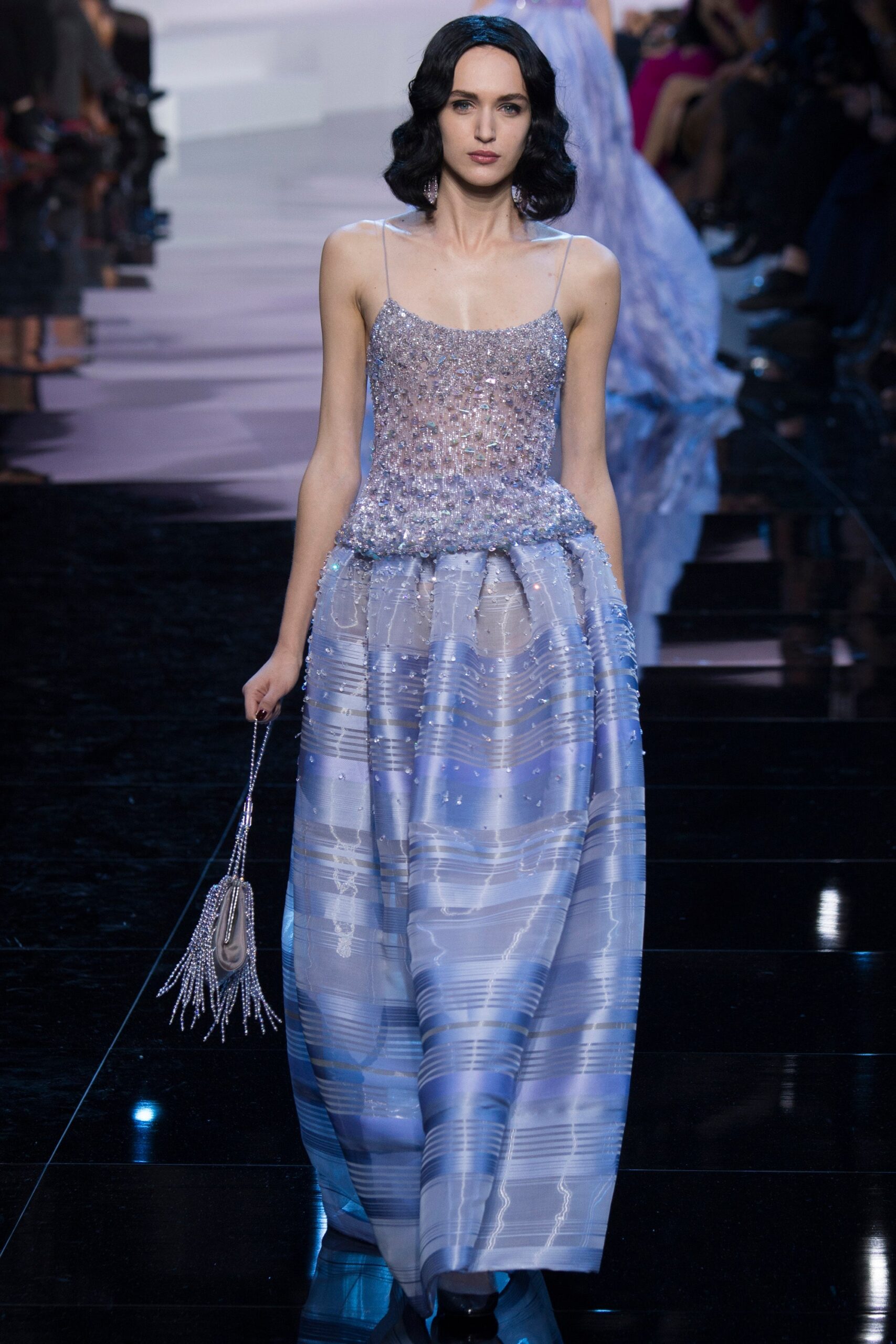 blue and purple beaded gown