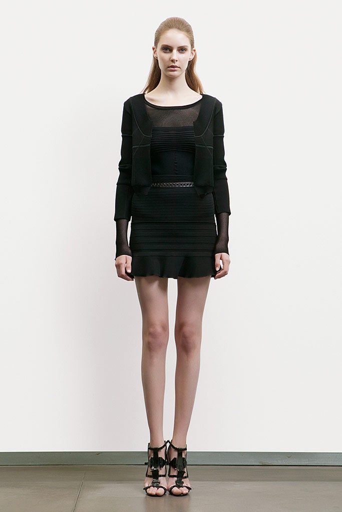black mesh long-sleeve collared fitted zippered jacket