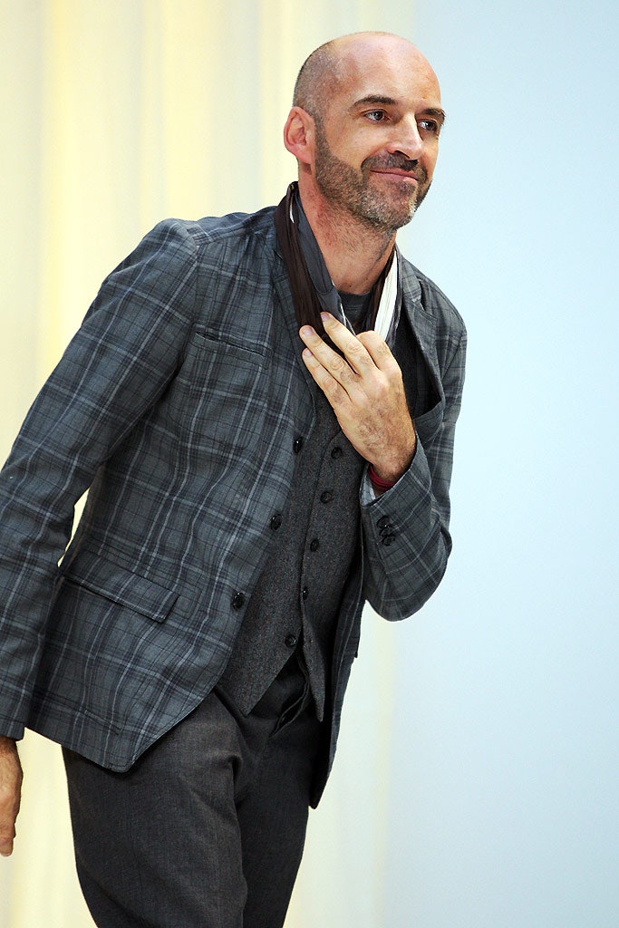 gray checked blazer and black vest