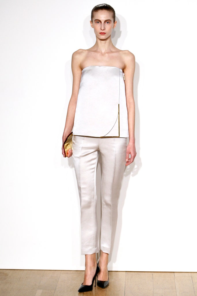 ivory strapless satin top