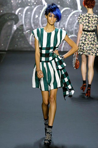 green and black striped mini dress