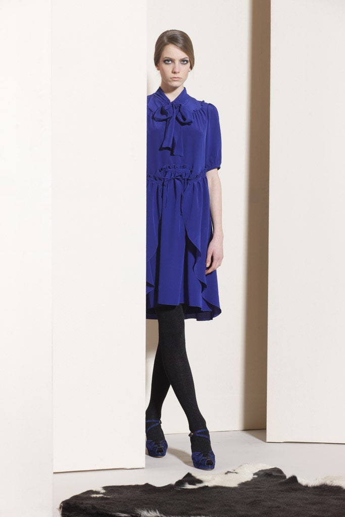 blue silk belted mini dress