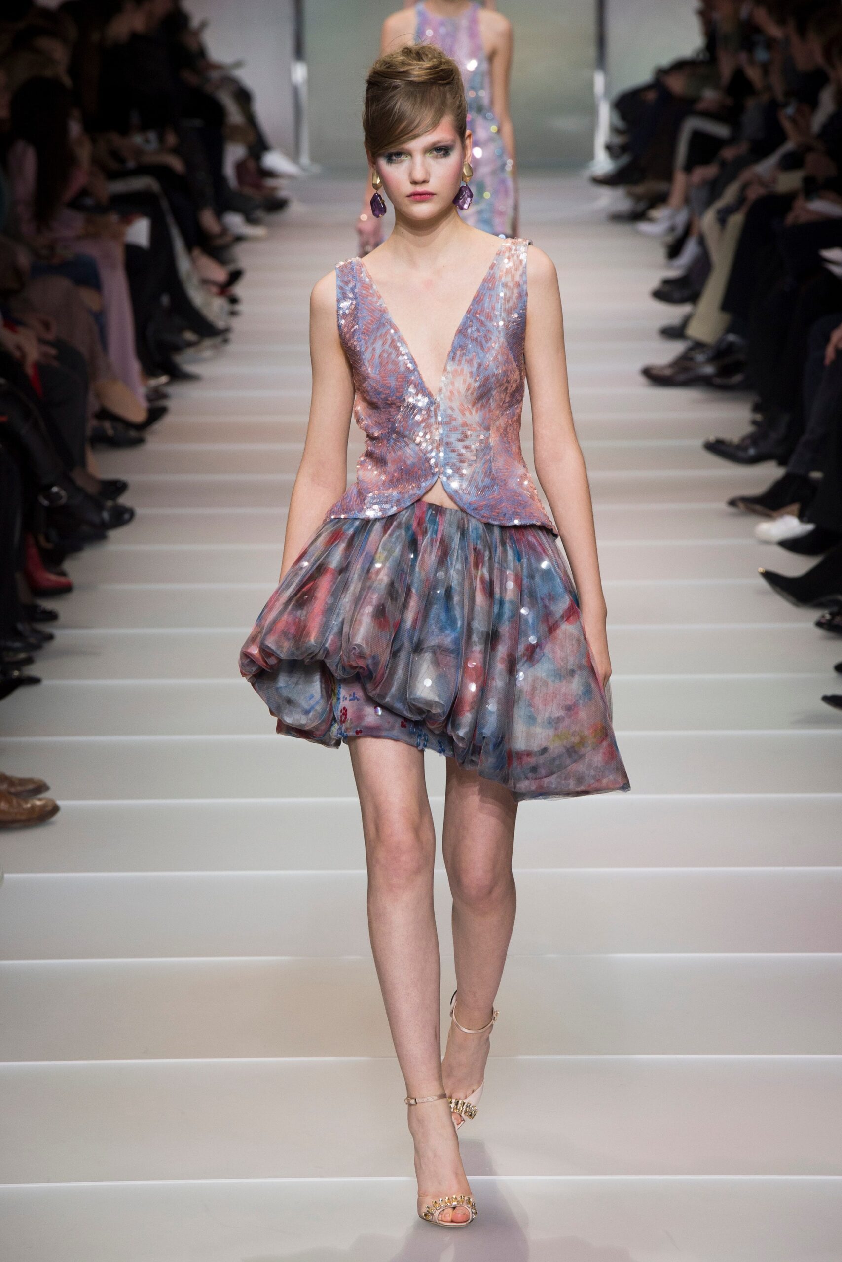 multi-colored silk sleeveless dress