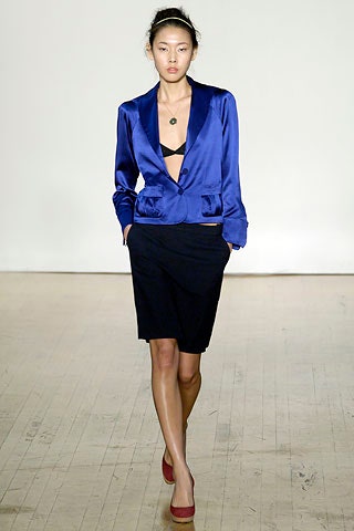 blue silk fitted blazer