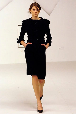 black fitted wool midi dress