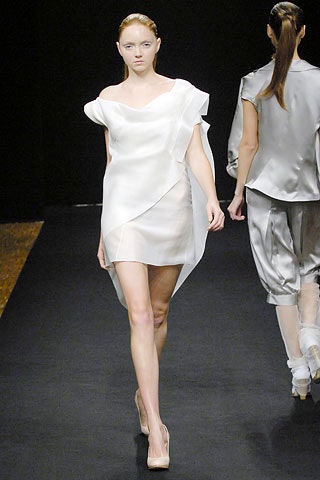 white silk off-shoulder dress