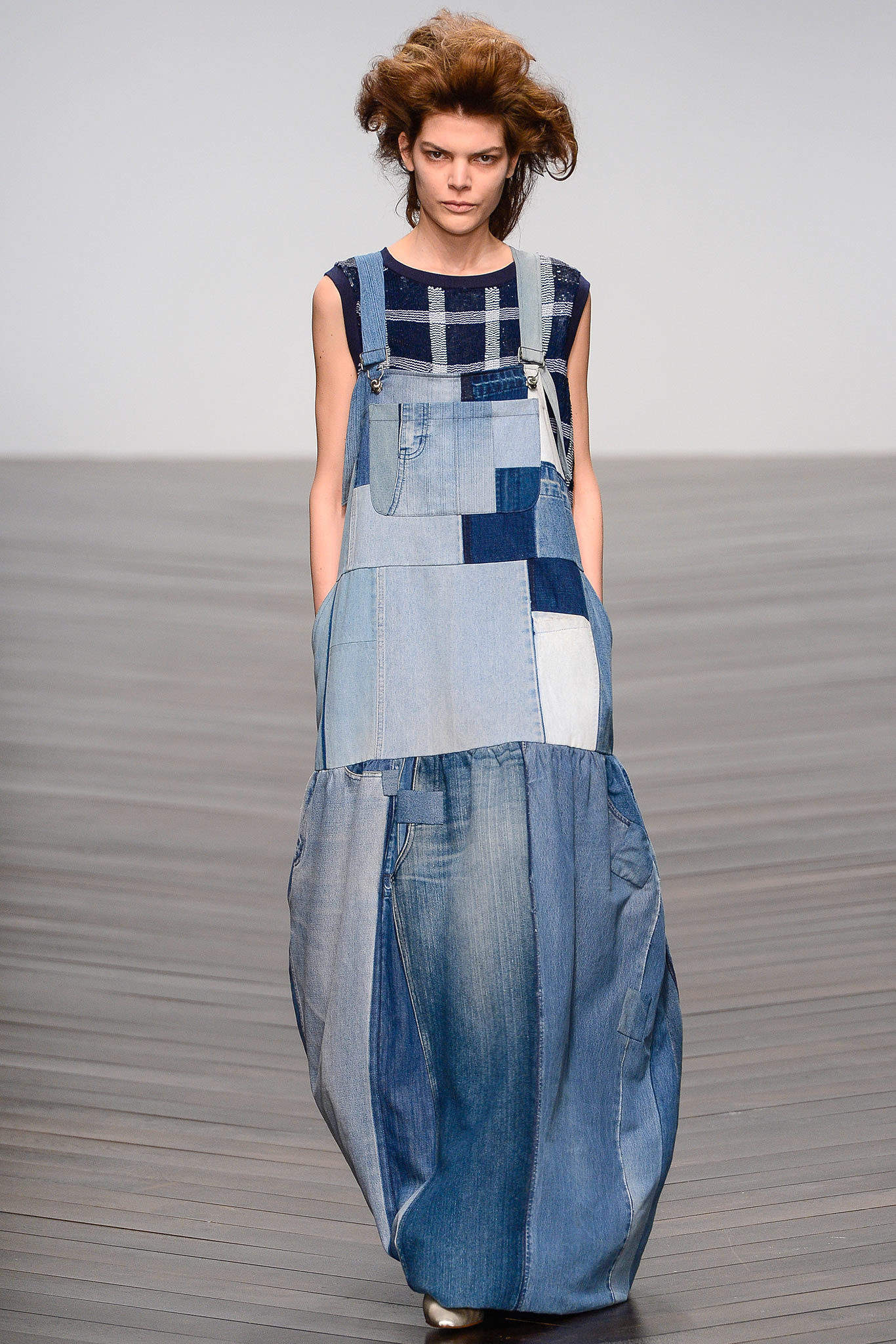 blue denim sleeveless dress