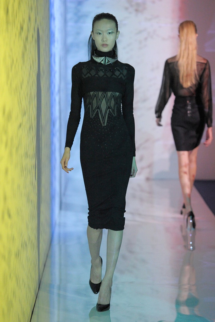 fitted black silk midi dress