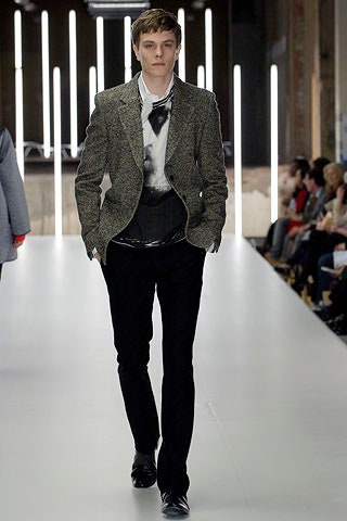 gray tweed blazer with black pants
