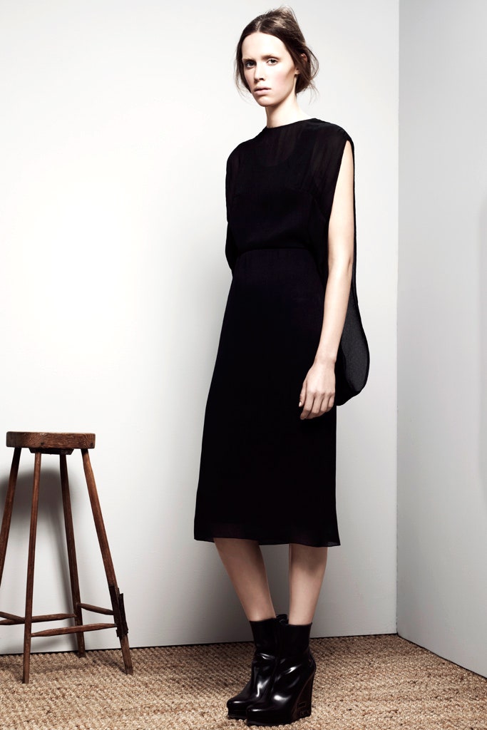 black silk midi dress with boots