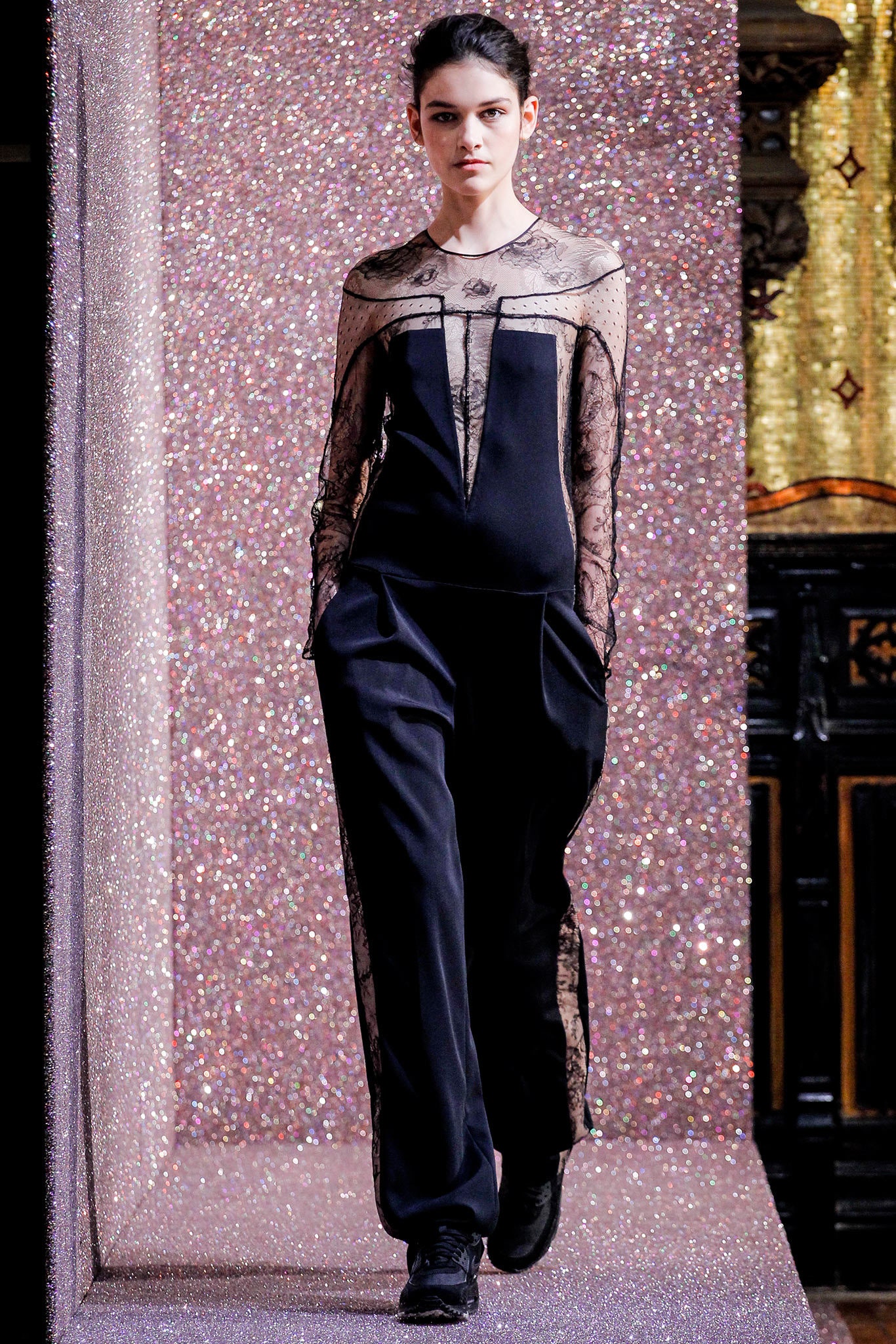 black silk fitted jumpsuit