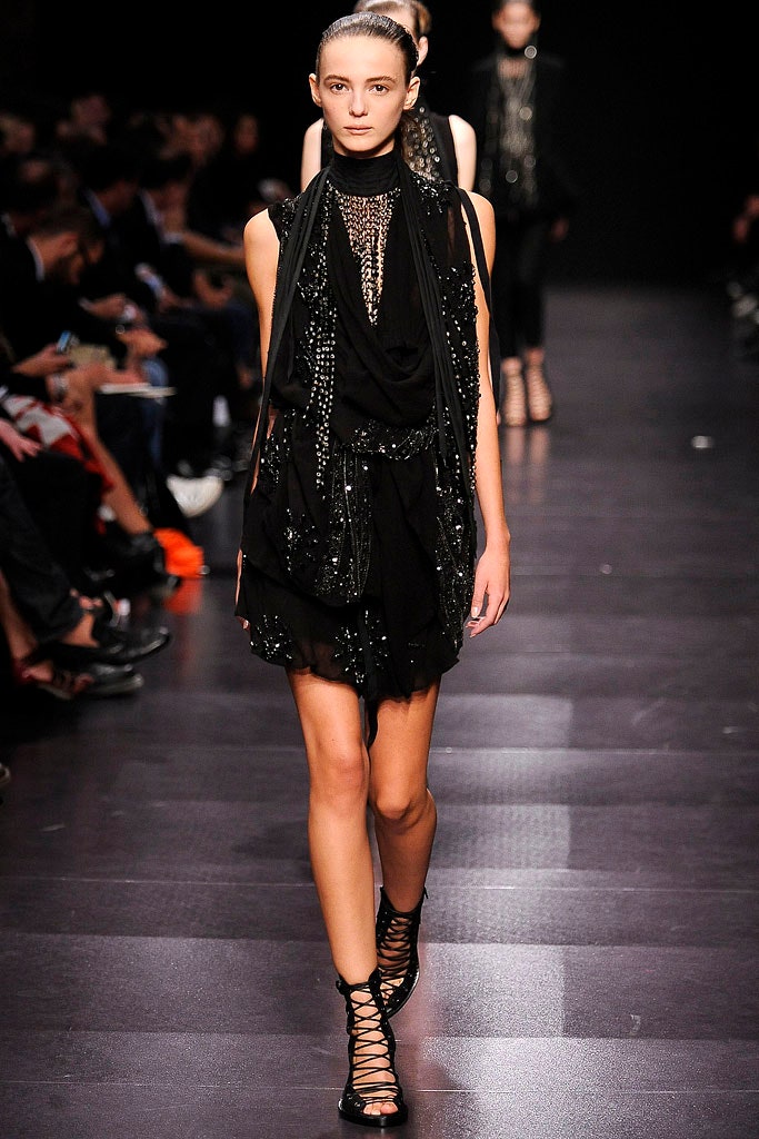 black silk sleeveless embellished dress