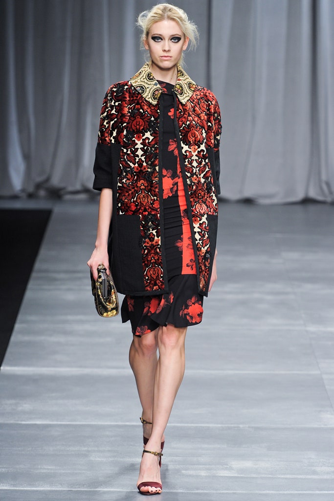floral mini dress with embroidered coat
