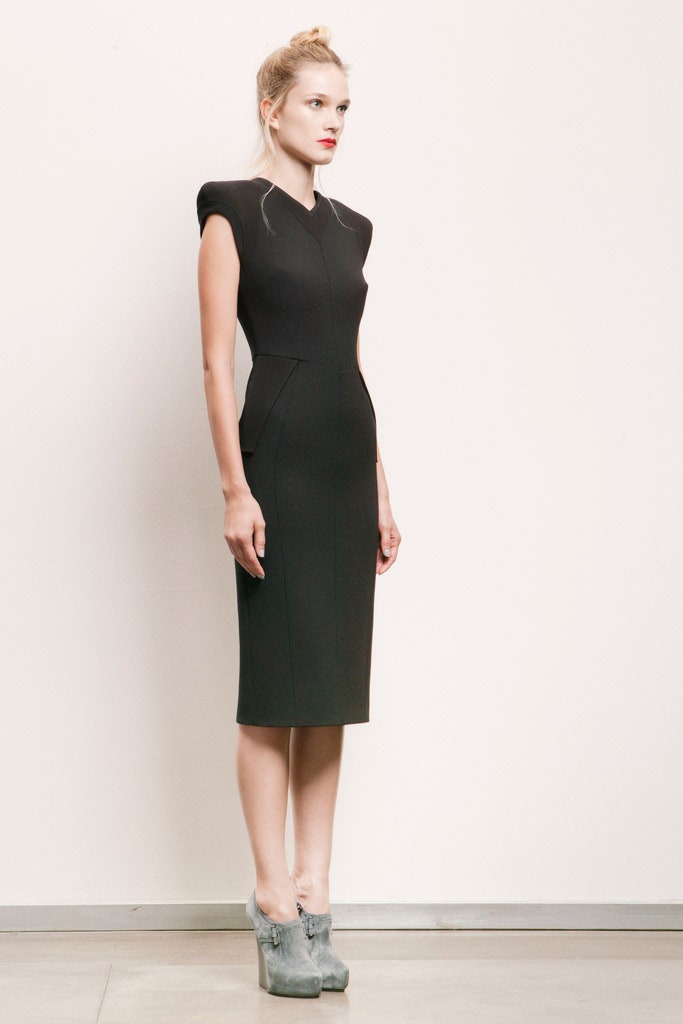 fitted black neoprene dress