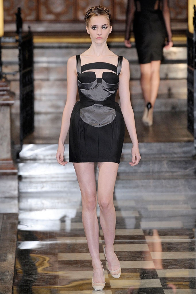 fitted black silk mini dress