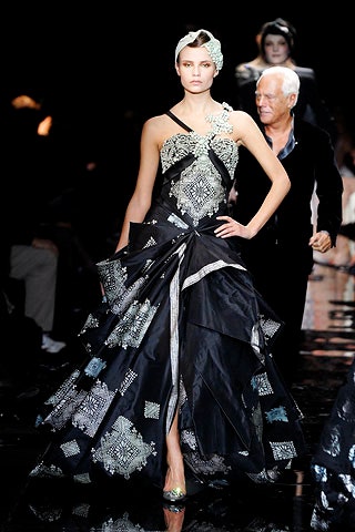 black silk embroidered gown