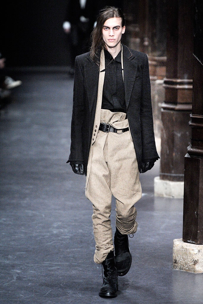 black tailored blazer with beige cargo pants