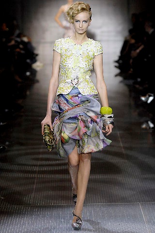 multi-colored silk ruffled dress