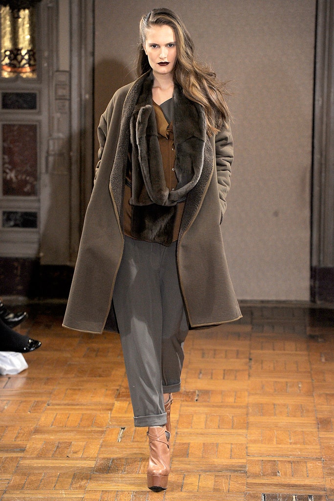 brown wool coat with fitted top