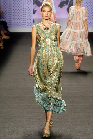 green and gold printed maxi dress