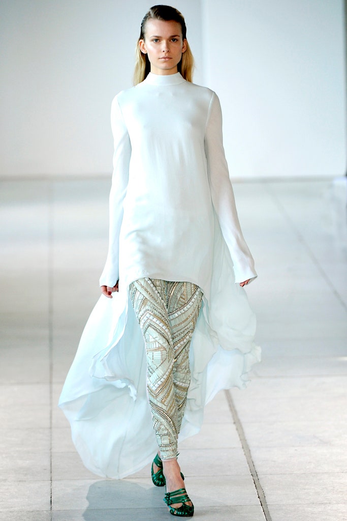 white silk relaxed top with printed pants