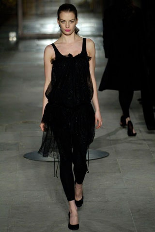 black tulle sleeveless v-neck fitted layered flowing dress