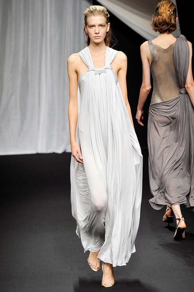 gray silk sleeveless dress